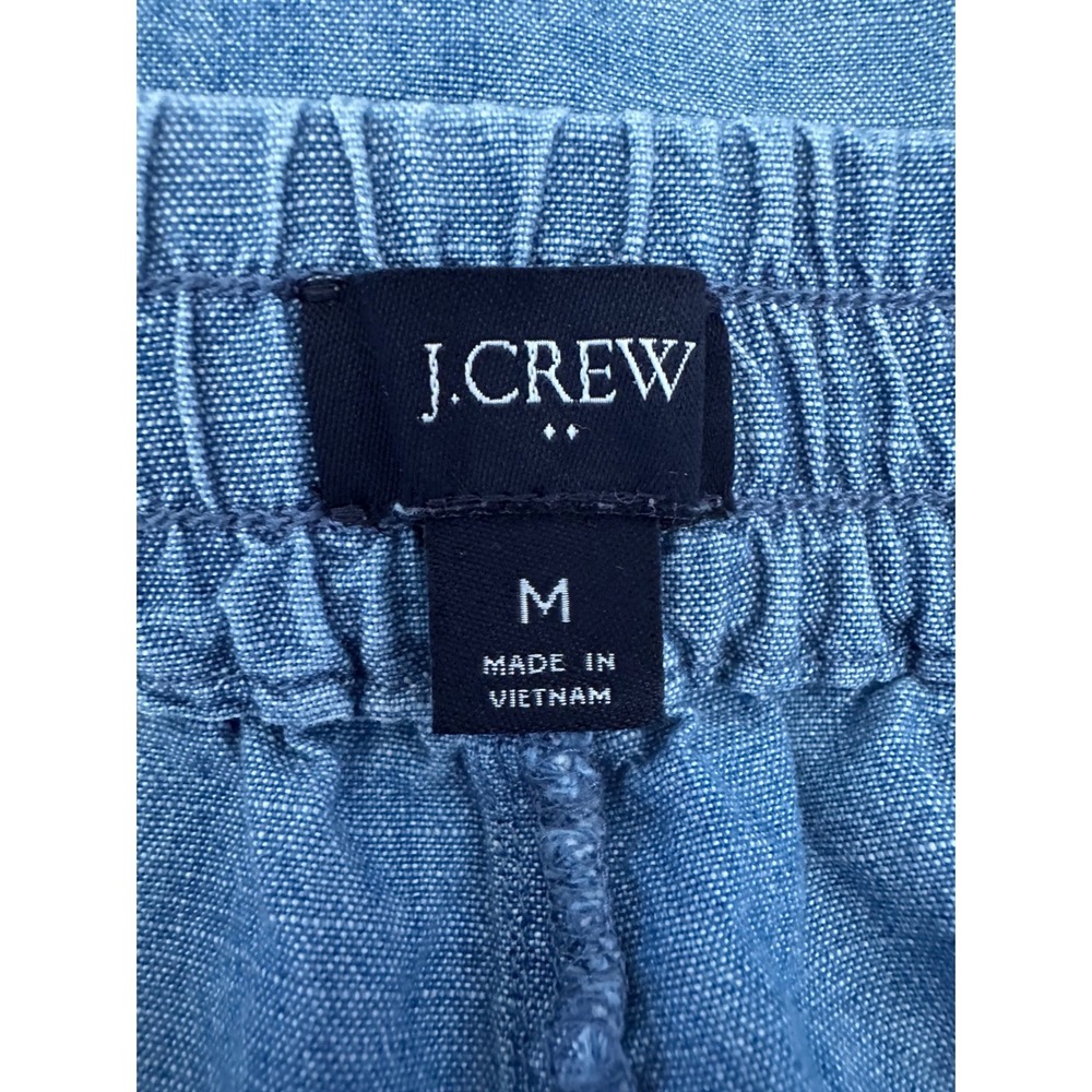 J.Crew Womens Chambray Shorts Medium Blue Elastic Waist Drawstring Summer Casual - Picture 3 of 7
